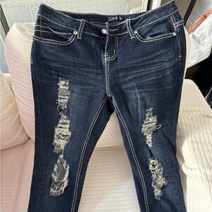 Lee Dark Blue Distressed Women's Skinny Jeans